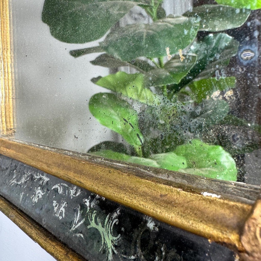 Late 19th Century Gilt and Black Eglomise Wall Mirror