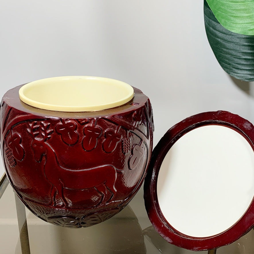 Modernist Red Ice Bucket in the Style of Marc Chagall, 1950's