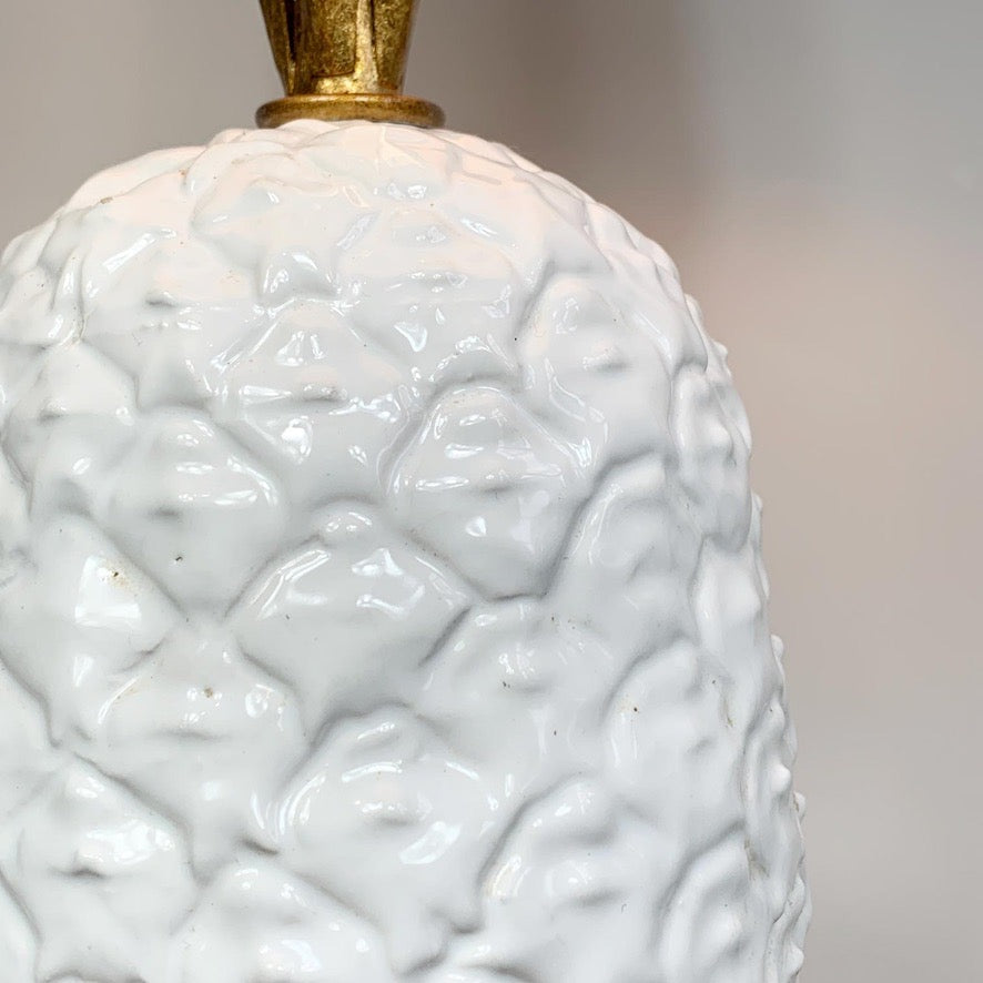 Italian Gilt Metal and White Ceramic Pineapple Table Lamp