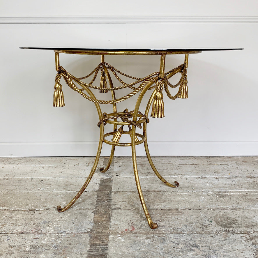 Mid Century Gold Rope & Tassel Table