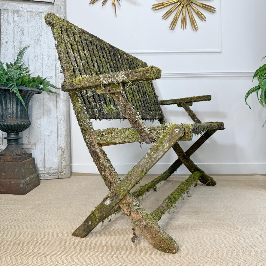Mossy Folding Wooden Garden Bench