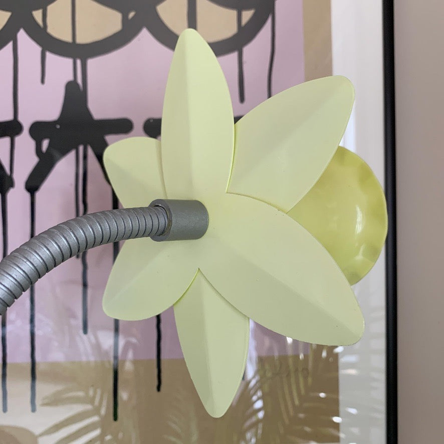 Iconic Bliss Yellow and Silver Daffodil Table Lamp 1980's