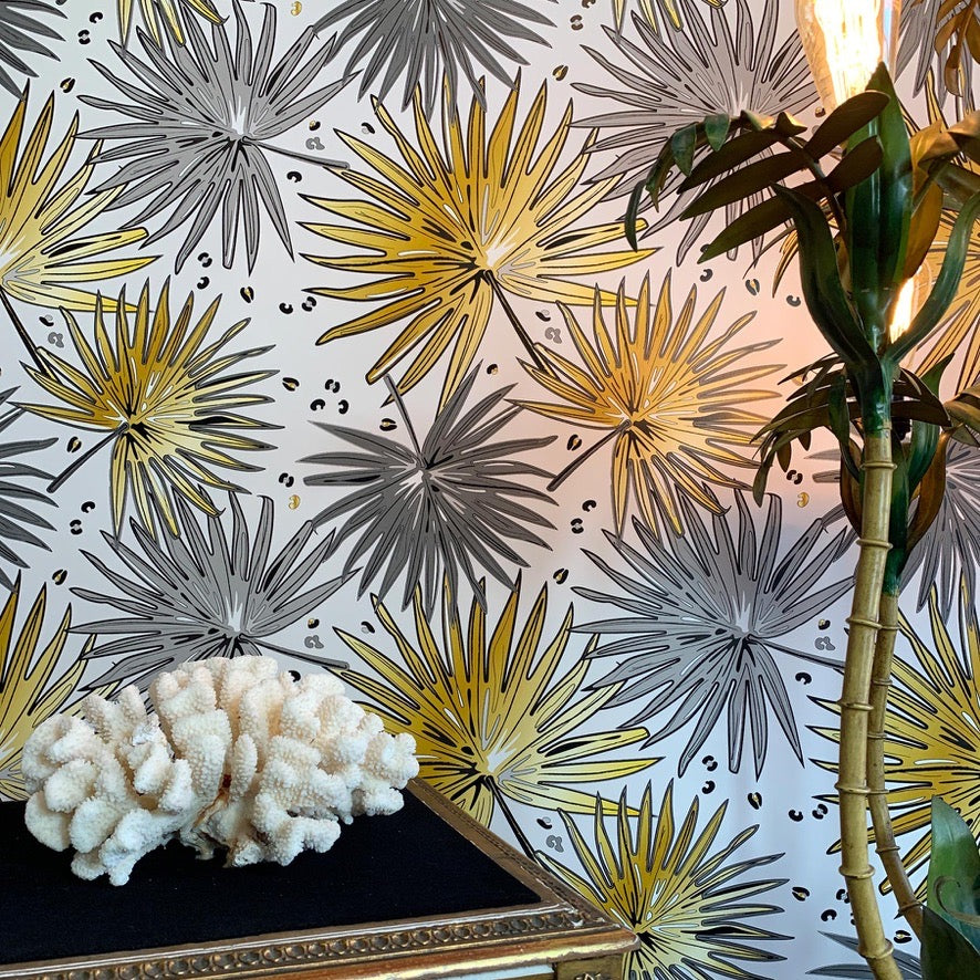 Fan Palm Wallpaper - 001 Chalk