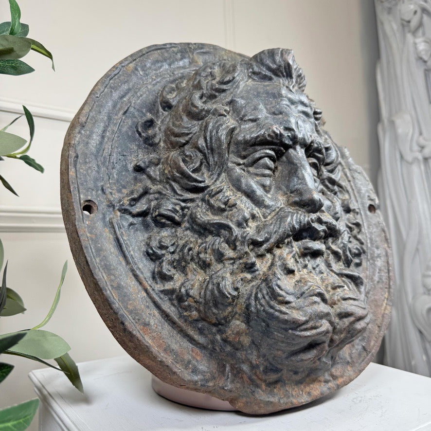 19th Century Cast Iron Wall Plaque Zeus