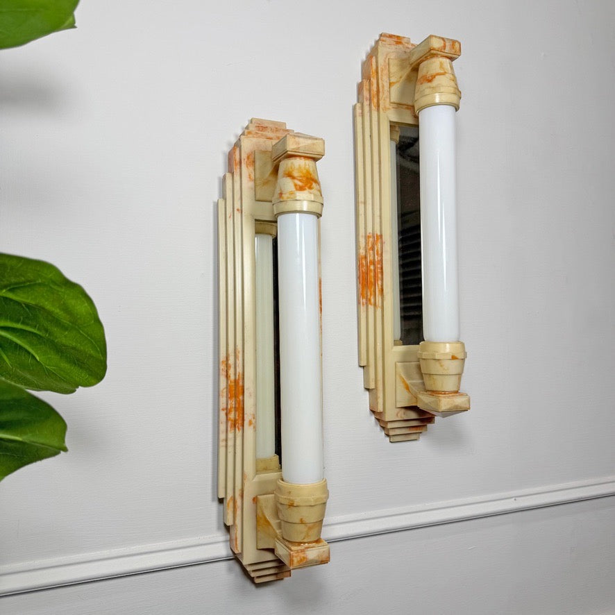 Art Deco Skyscraper Bakelite Mirrored Wall Lights