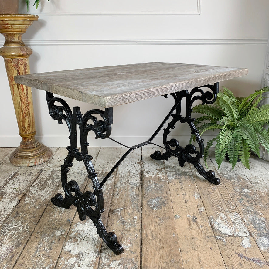 Early 20th Century Cast Iron Table with Contemporary Reclaimed Top