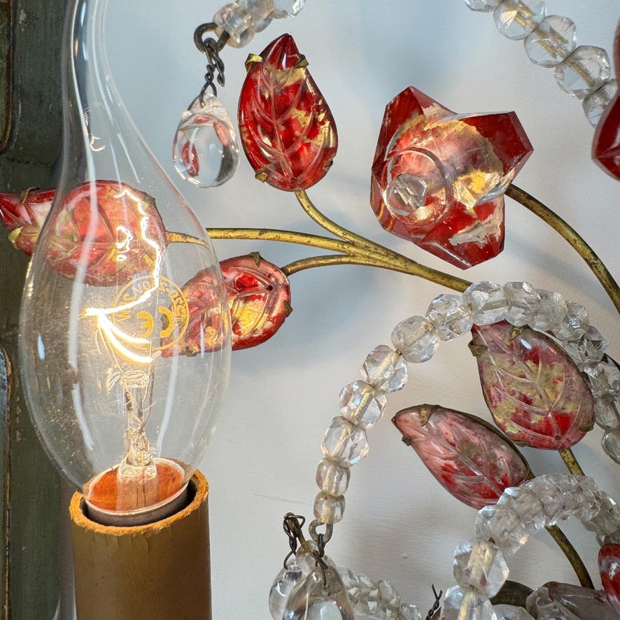 Pair of Maison Bagues Red Wall Sconces Circa 1910