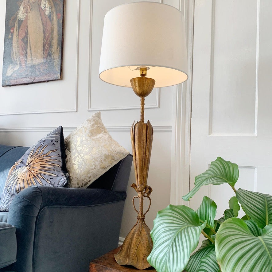 1950's Gold Lotus Flower American Table Lamp by the Marbro Company