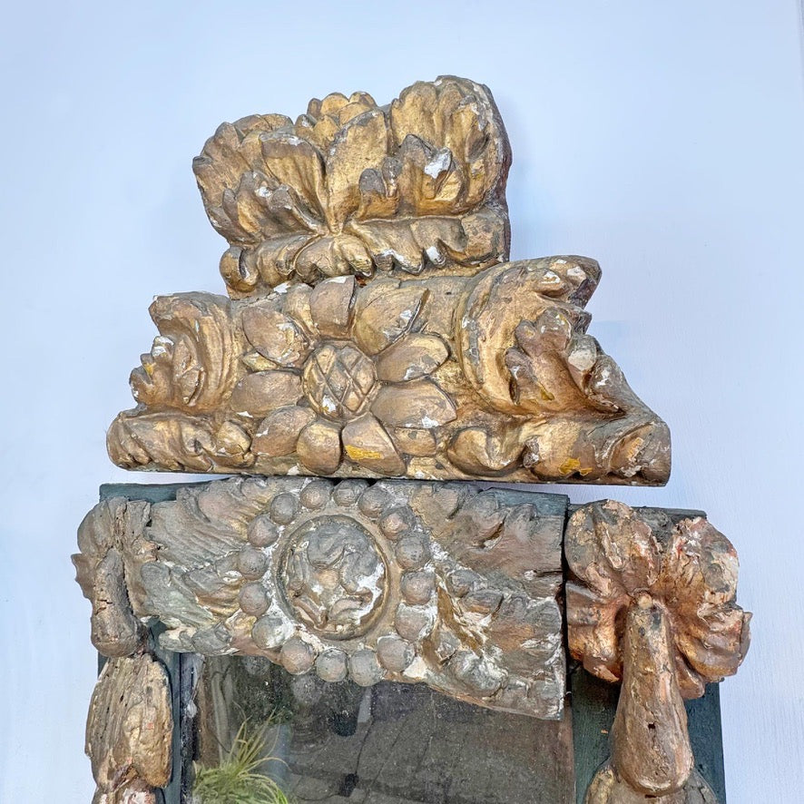 Antique Italian Gilt Wood Mirror 18th Century