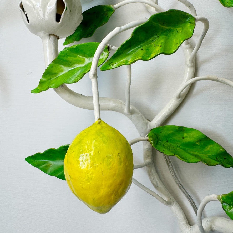 Italian Lemon and Cherries Tole Wall Lights Set of 3
