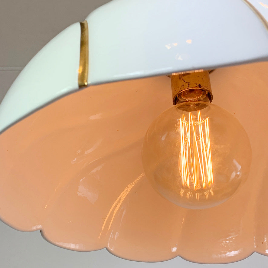 Tommaso Barbi Huge White and Gold Ceramic Pendant Light