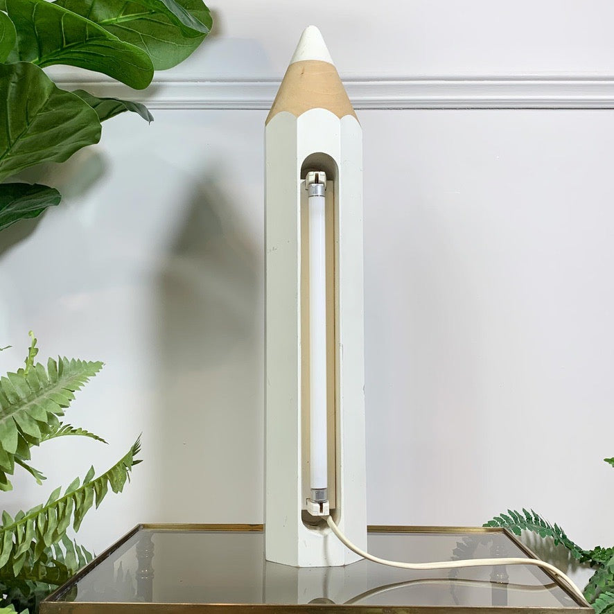 Pierre Sala White Pencil Table Lamp for Vilac 1980's