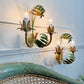 Vintage Pair of Faux Bamboo Palm Wall Lights 1950's Italian