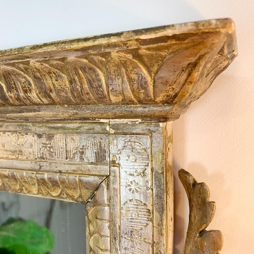 Silver Gilt Carved Wood Italian Wall Mirror 18th Century
