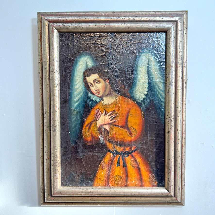 17th Century Cuzco School Oil Painting On Canvas Archangel Selaphiel