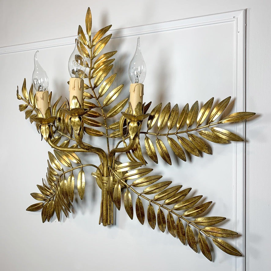 Gold Italian Laurel Leaf Wall Light 1950's