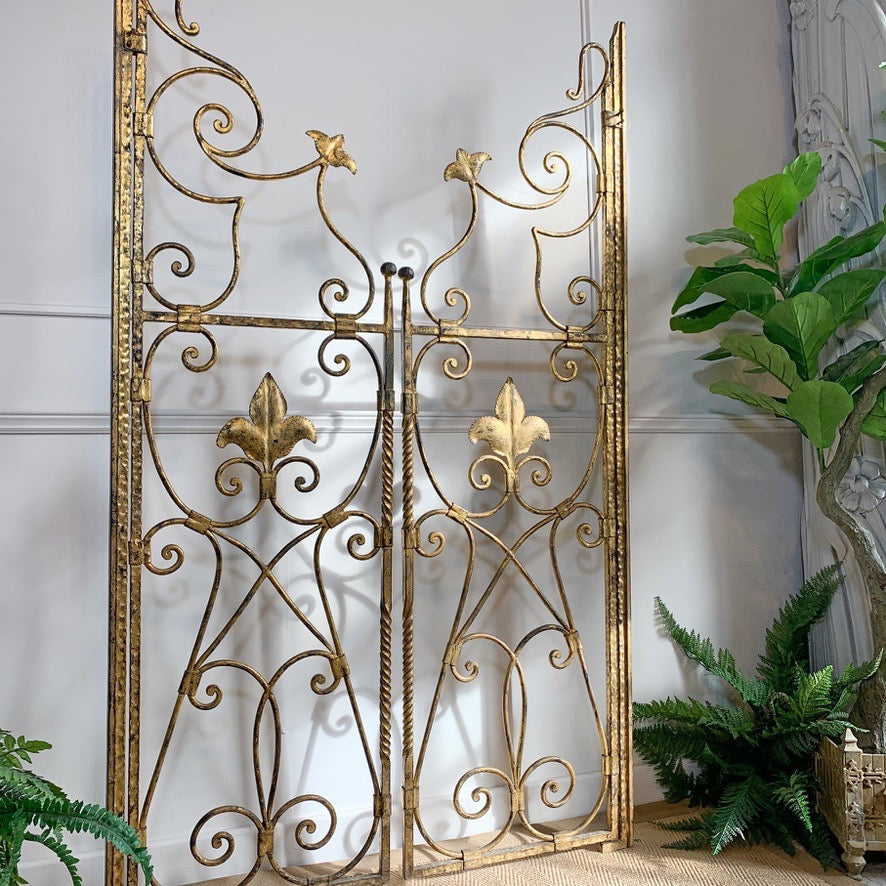 Pair of Wrought Iron Gilt Spanish Altar Gates