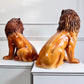 Pair of Staffordshire Pottery Lions
