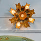 Mid Century Brutalist Copper and Brass Flower Ceiling Light