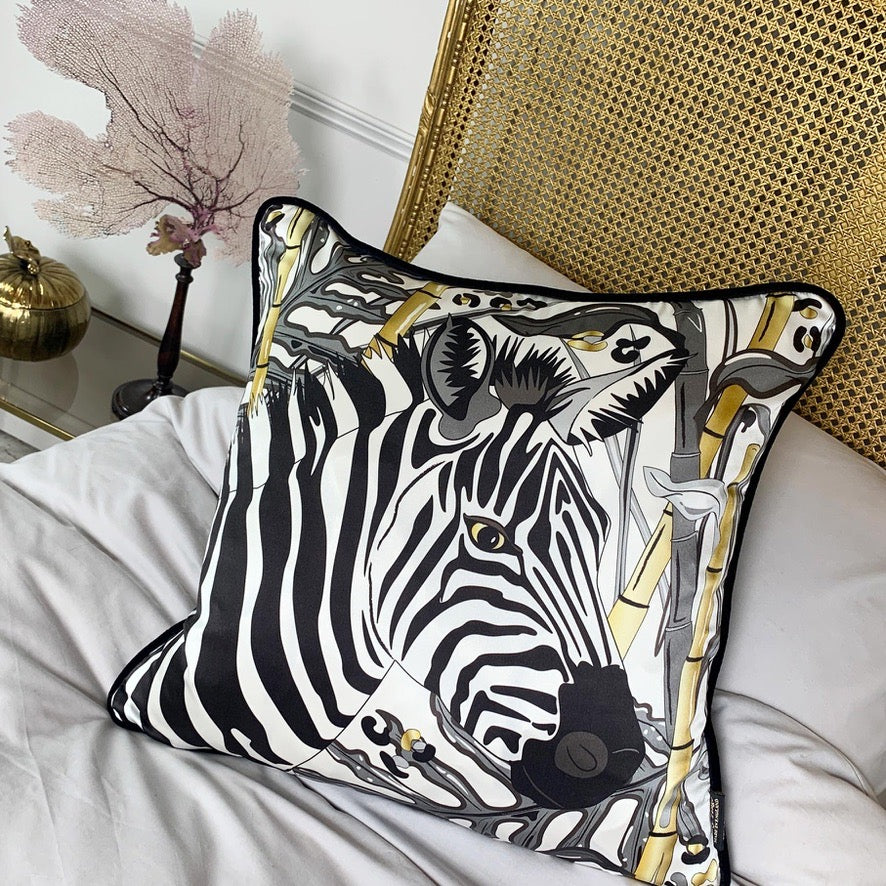 The Tropics Collection 'Zebra' Luxury Silk Cushion