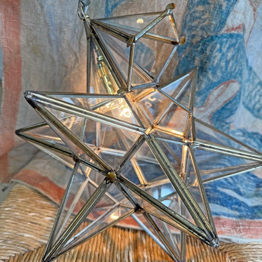 1920's Moravian Glass Star Pendant Ceiling Light