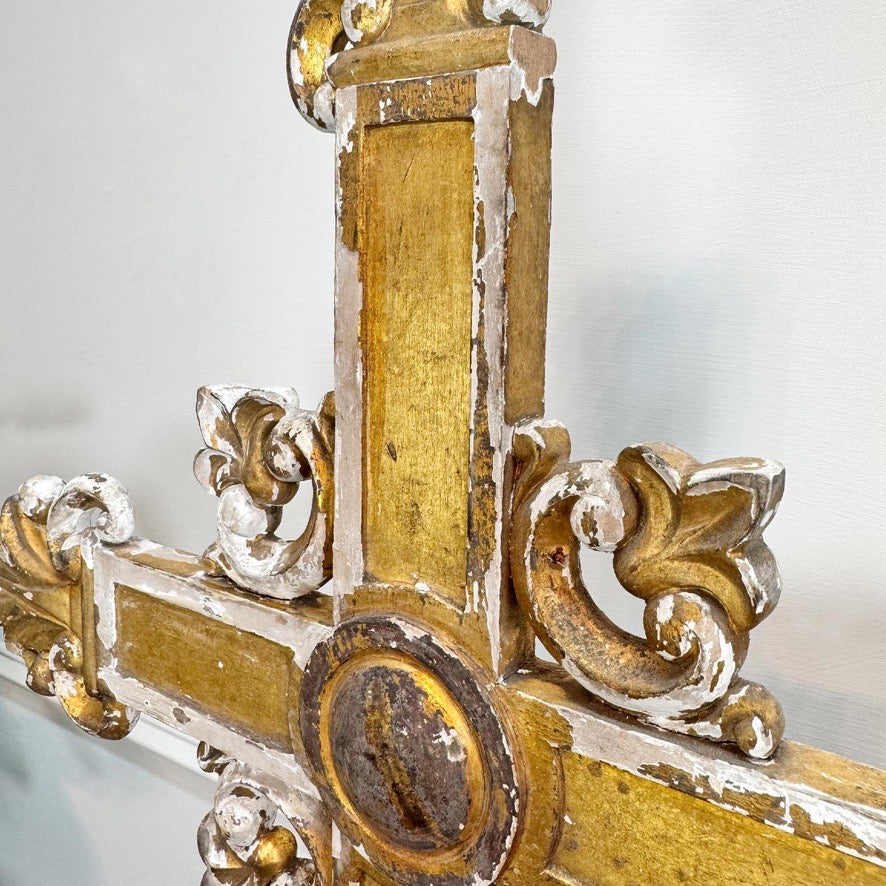 Neo-gothic Giltwood Processional Cross on Orb Circa 1810