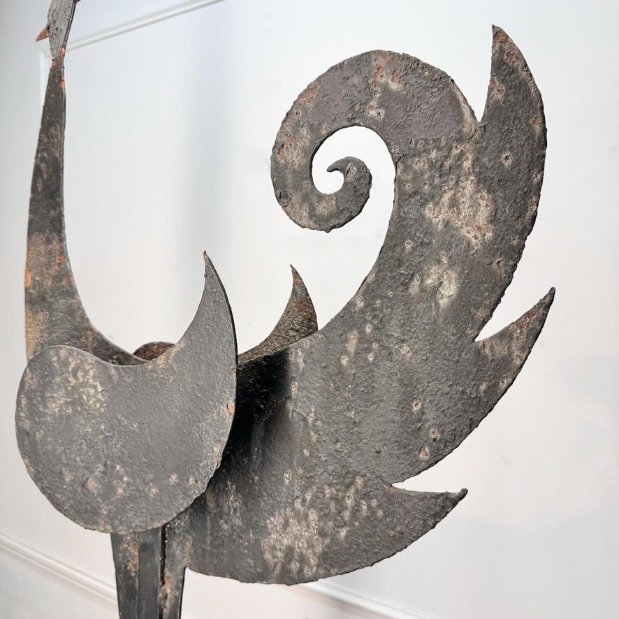 Antique Folk Art Iron Vane Hen and Chicks France 19th Century