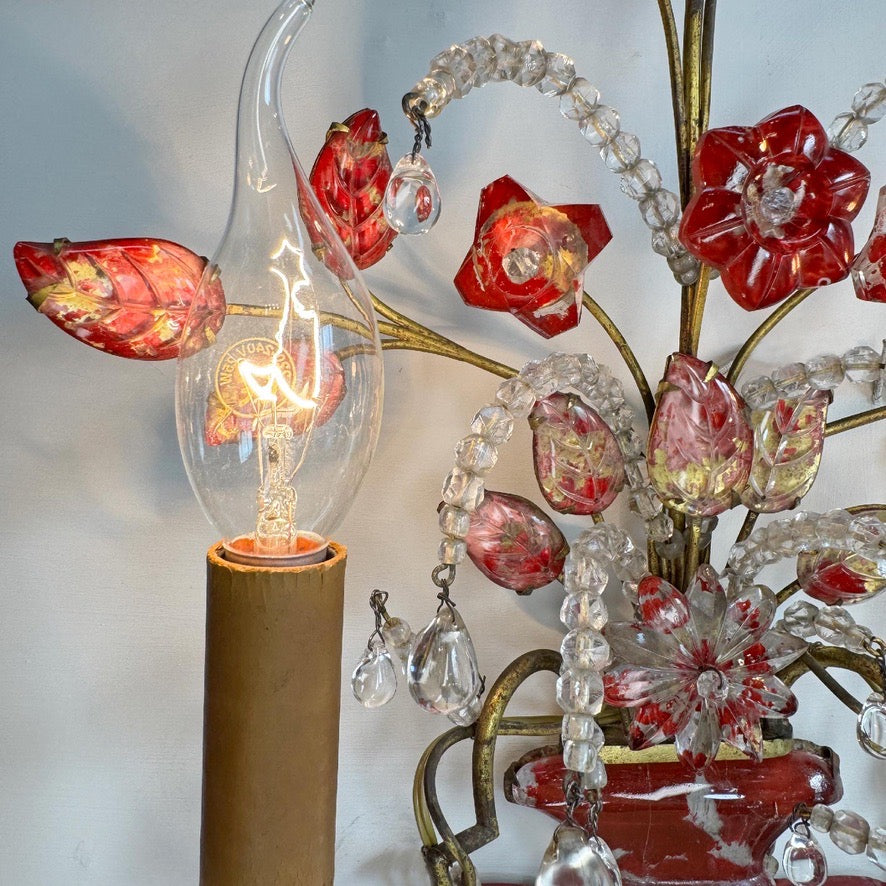 Pair of Maison Bagues Red Wall Sconces Circa 1910