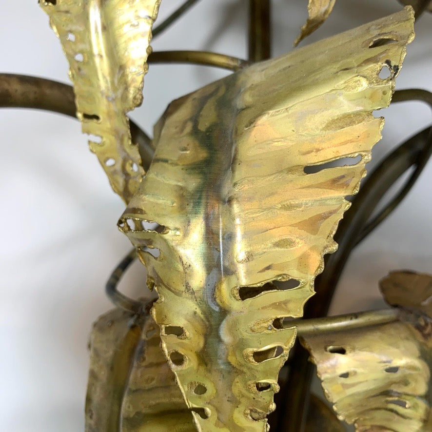 Pair of Signed P. Mas Rossi Naturalistic Gold Leaf Wall Lights