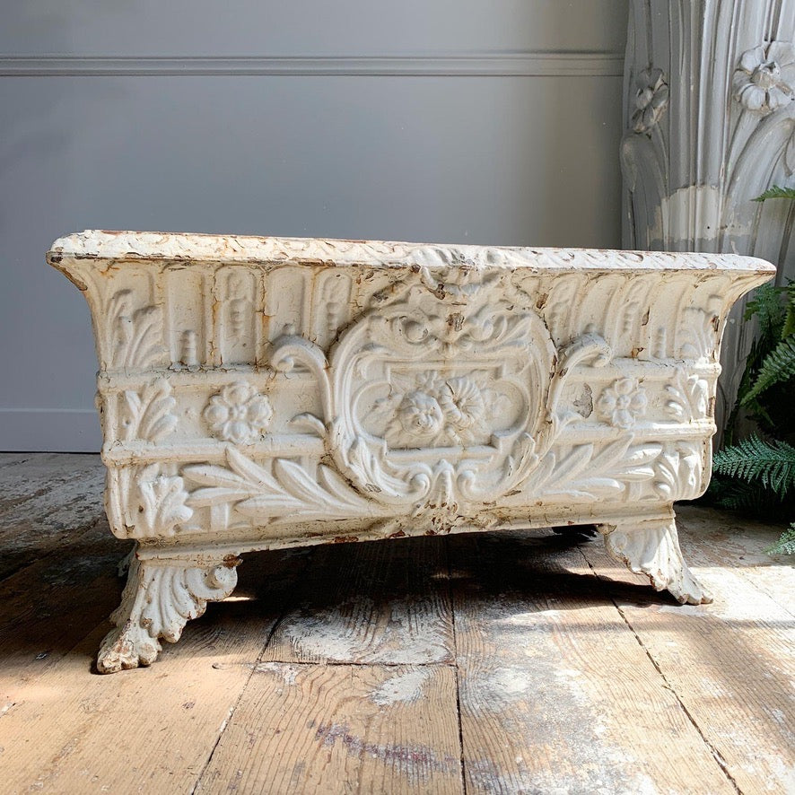 19th Century Large White French Cast Iron Jardiniere