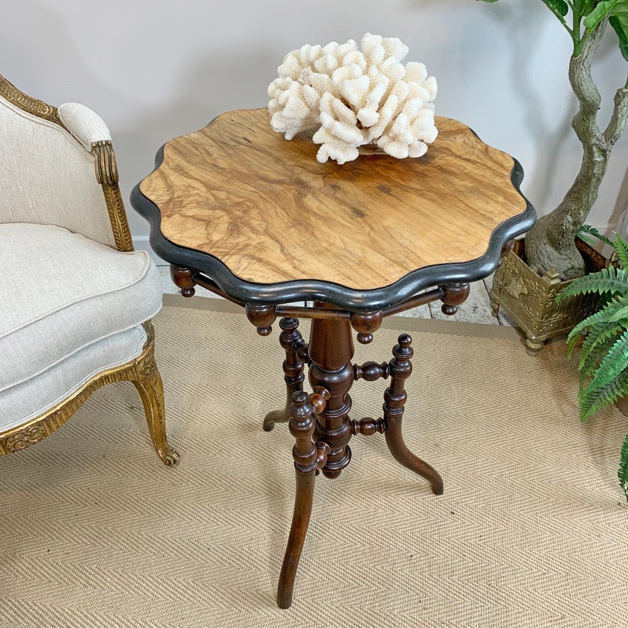 Antique Swedish Gypsy Table With Walnut Veneer