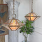 Pair of French Brass and Glass Art Deco Pendant Lights