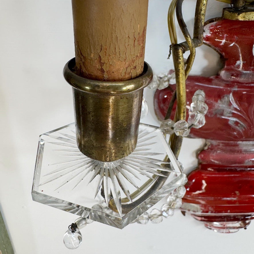 Pair of Maison Bagues Red Wall Sconces Circa 1910