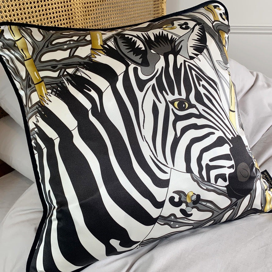 The Tropics Collection 'Zebra' Luxury Silk Cushion