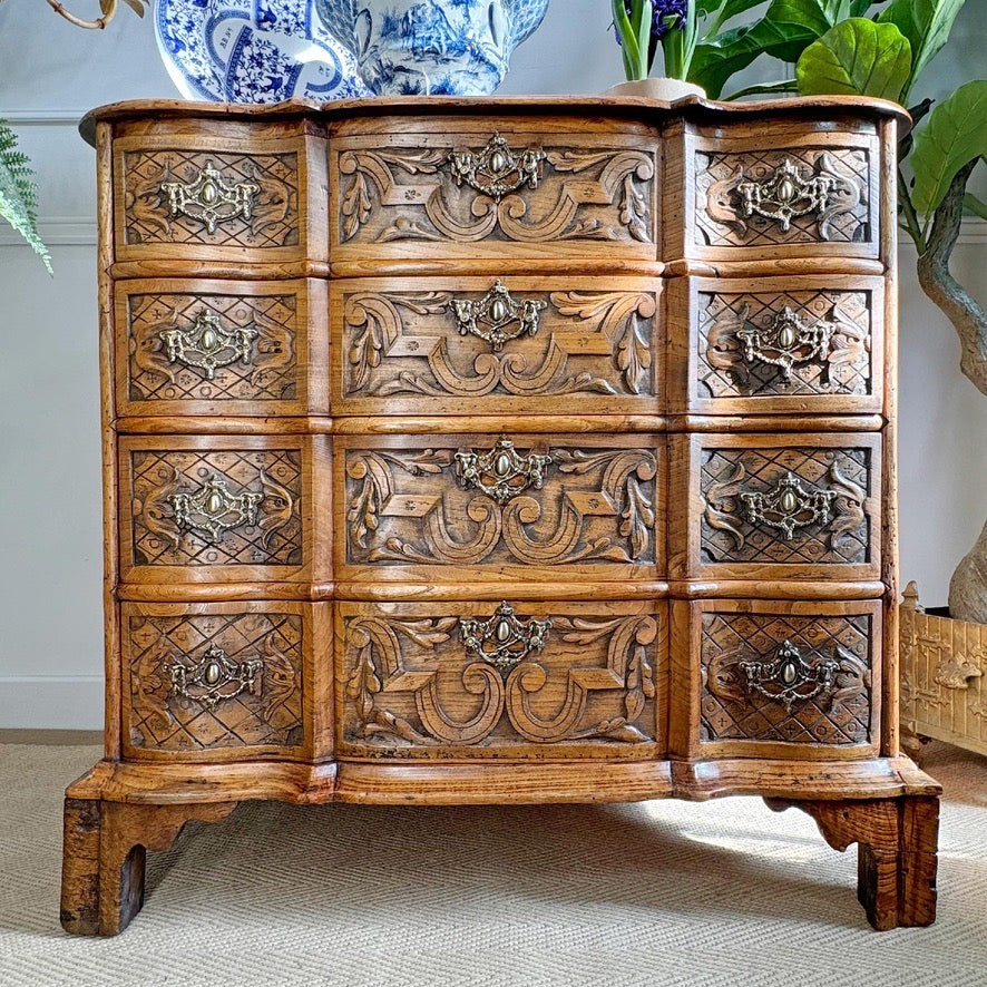 18th Century Carved Ash Dutch Serpentine Chest of Drawers