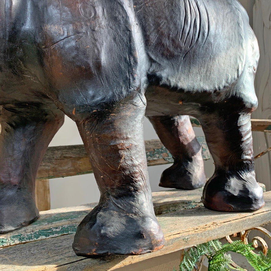 Very Large Liberty of London Leather Rhino Footstool