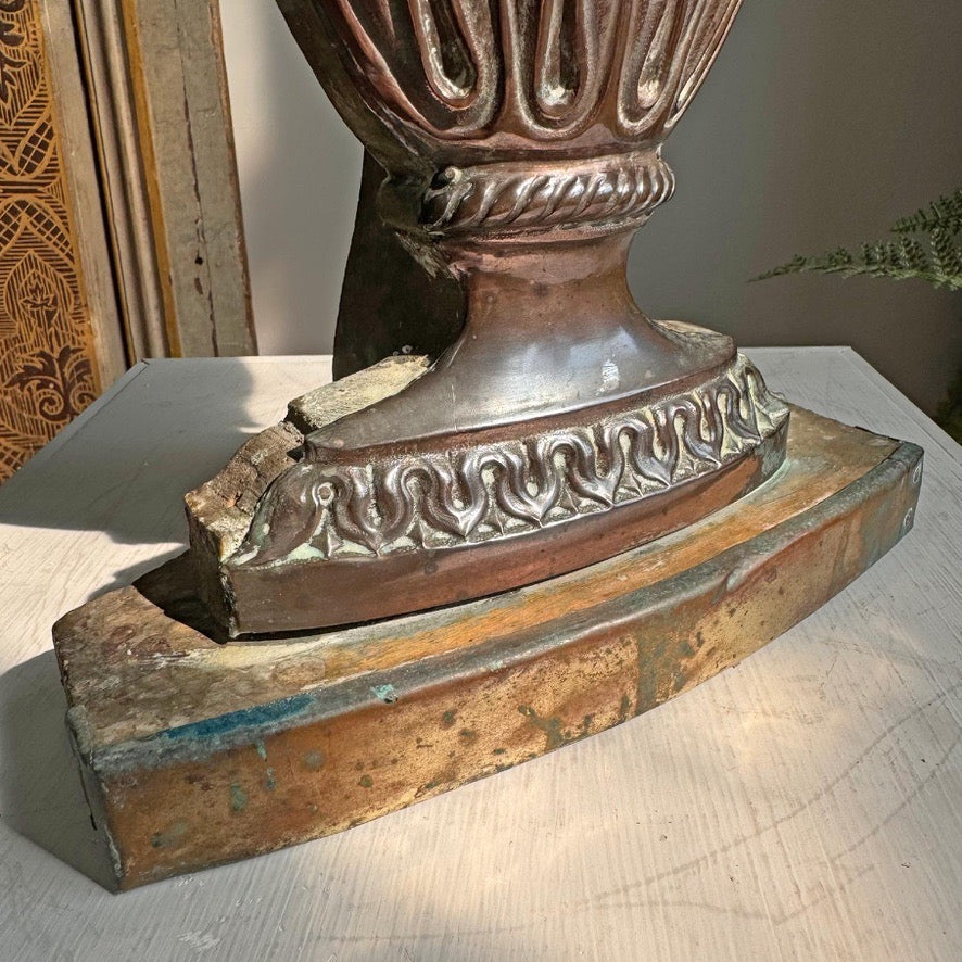 18th Century Wood and Copper Altar Vase Italian