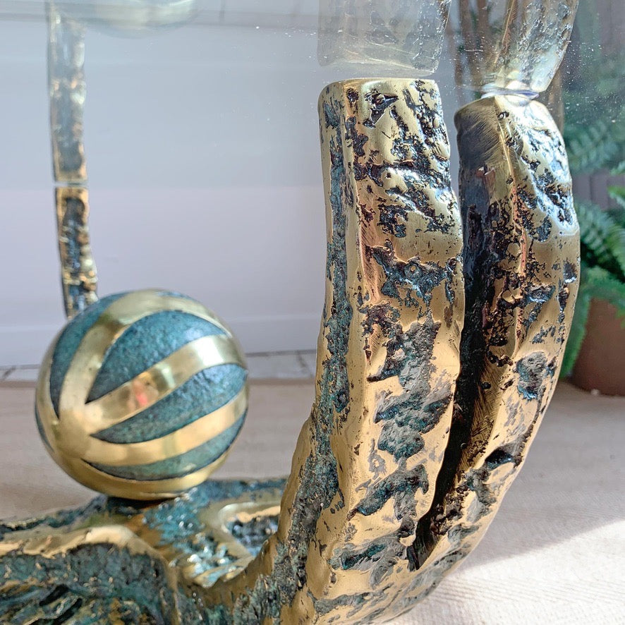 Henri Fernandez Gold Brutalist Bronze 'Octo' Coffee Table