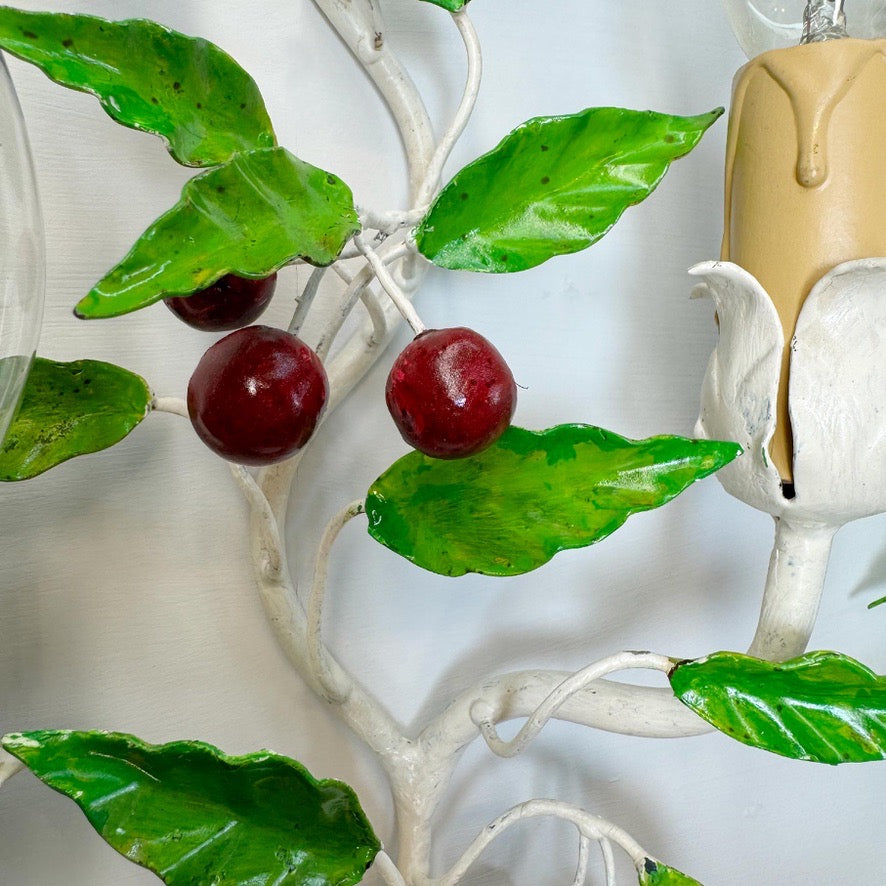Italian Lemon and Cherries Tole Wall Lights Set of 3