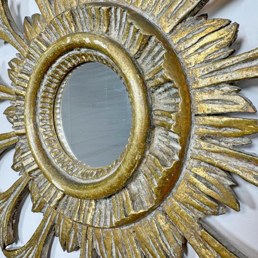 Antique Sunburst Mirror Giltwood 1920's