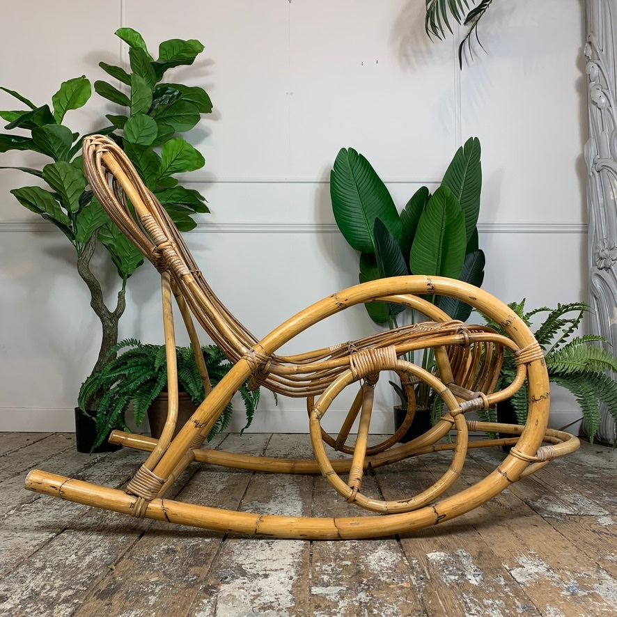 Rocking Chair in Bamboo and Rattan Attributed to Franco Albini 1950's