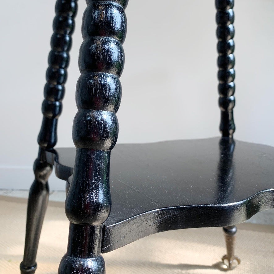 Victorian Glass Ball And Claw Black Ebonised Table 1870's