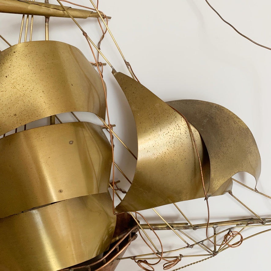 Daniel D'haeseleer Gold Galleon Wall Light C 1970's