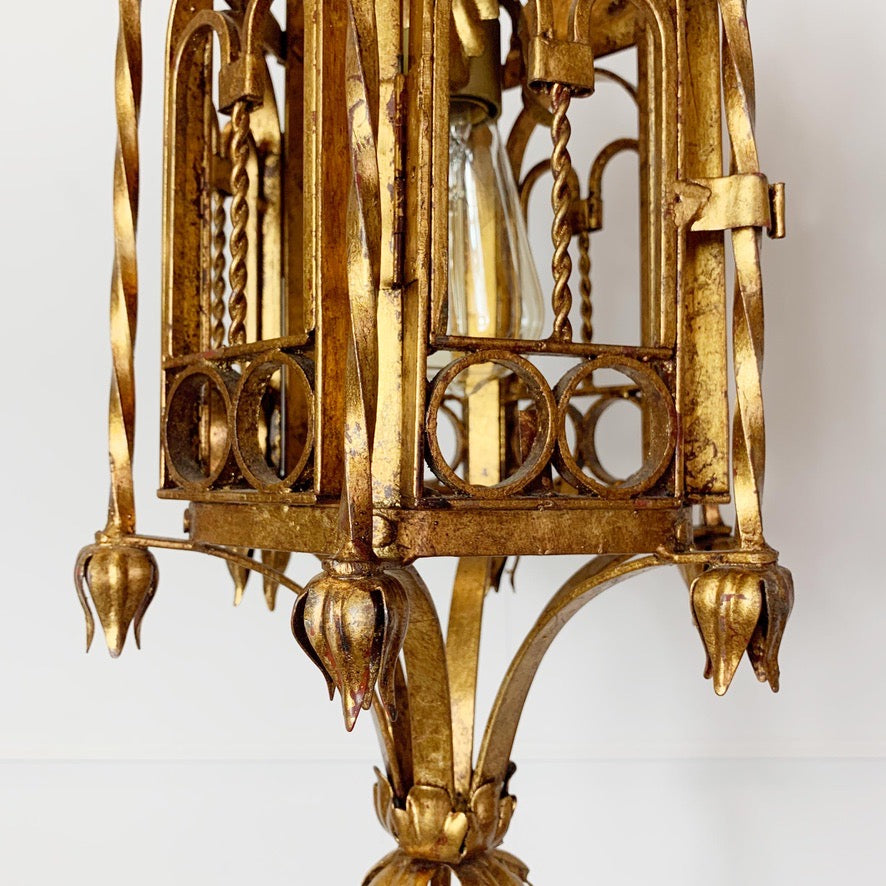 Italian Hand Forged Gilt Lantern 1950's