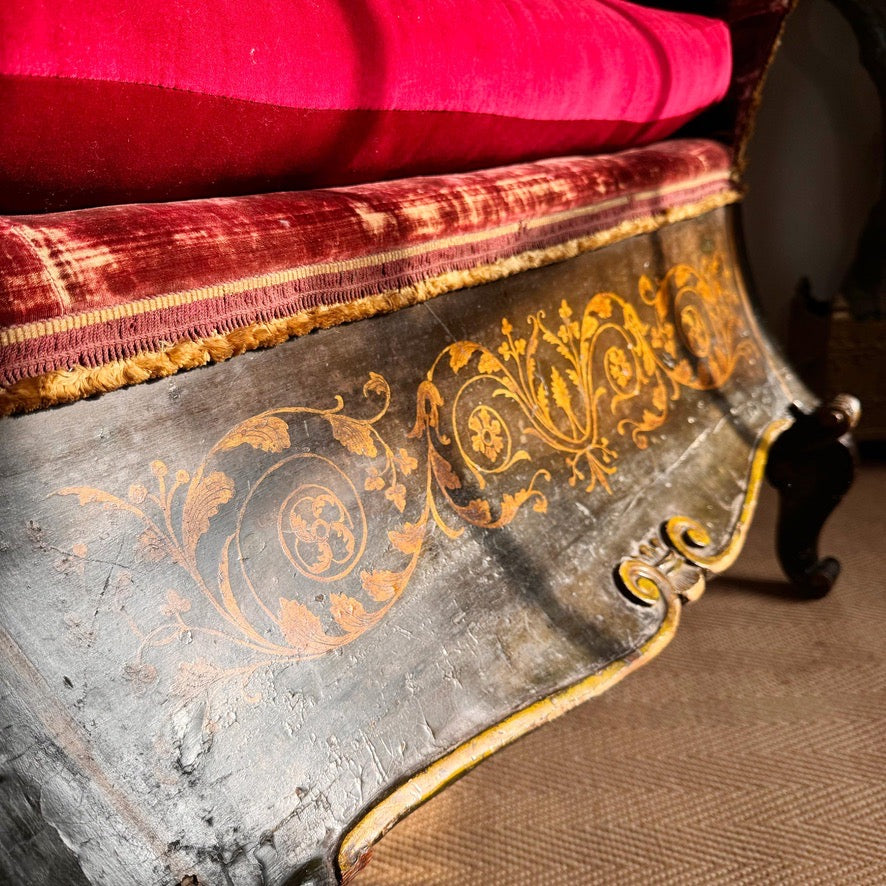 18th Century French Sleigh Form Ducal Crown Chair of Significant Importance