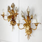 Pair of Hans Kogl Gold & Silver Calla Lily Wall Sconce, C 1970'S