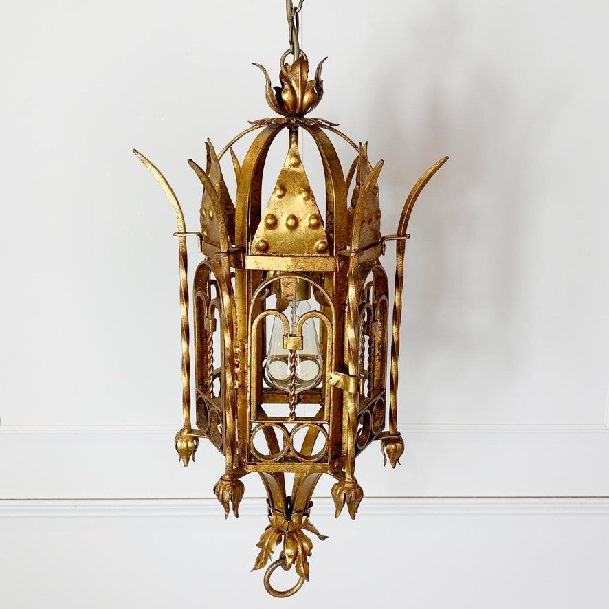 Italian Hand Forged Gilt Lantern 1950's