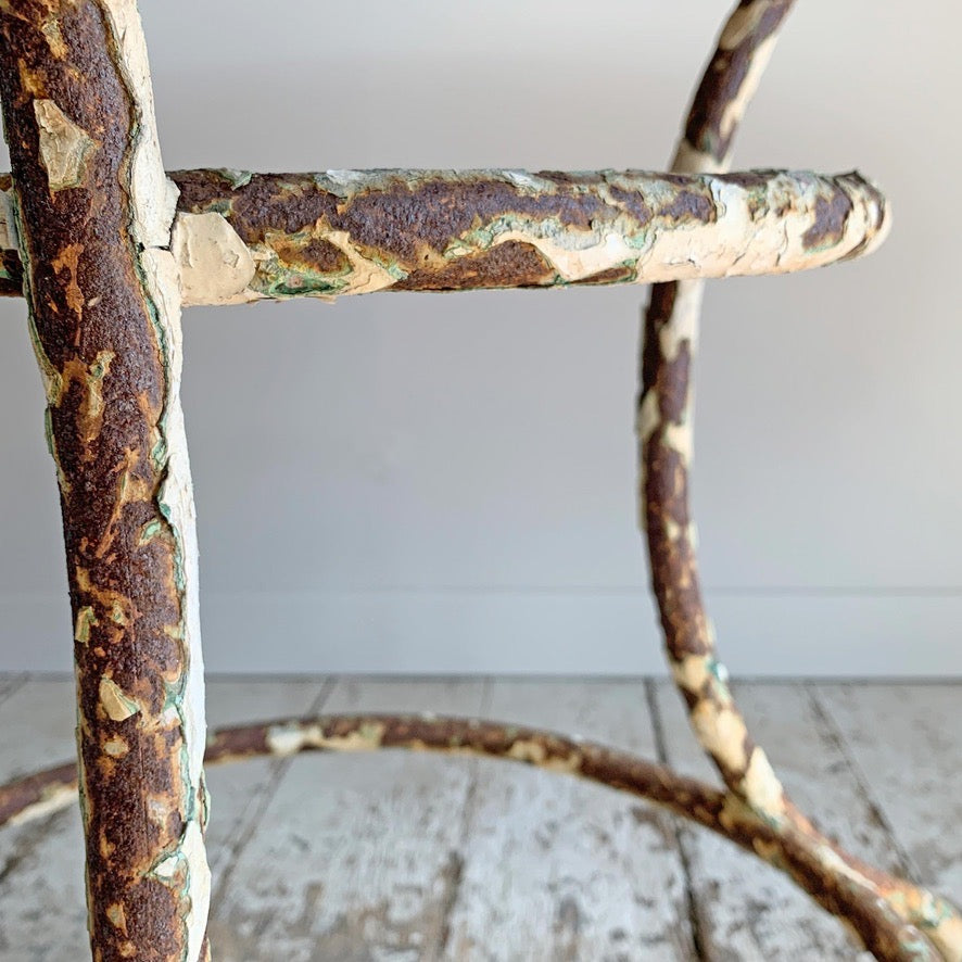 19th Century Large French Wrought Iron Table with Glass Top