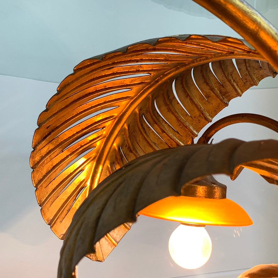Sergio Terzani Illuminated Gold Palm Leaf Table 1970's