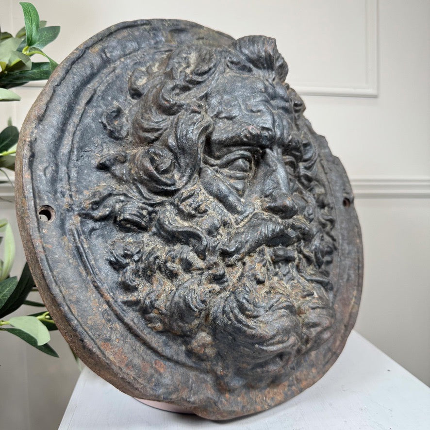 19th Century Cast Iron Wall Plaque Zeus